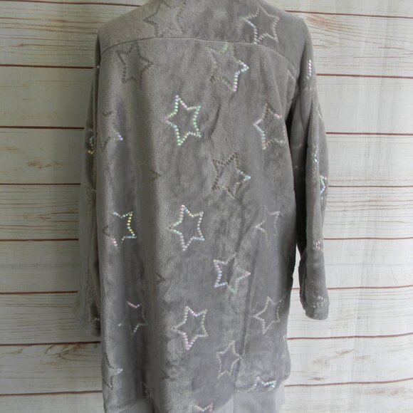 NEW BumbleBella by Jill Martin Velvet Soft Cardigan with Sequin Stars XS/S GREY - Picture 4 of 5
